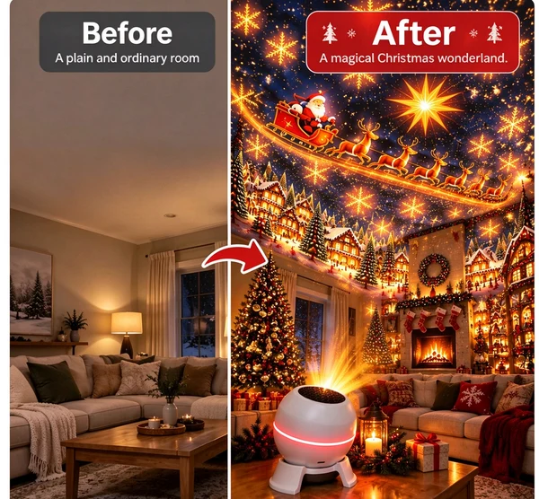 ⏳ Last day to save 49% –🎄🎅 Christmas Magic Projection Light – Bring Holiday Scenes to Life