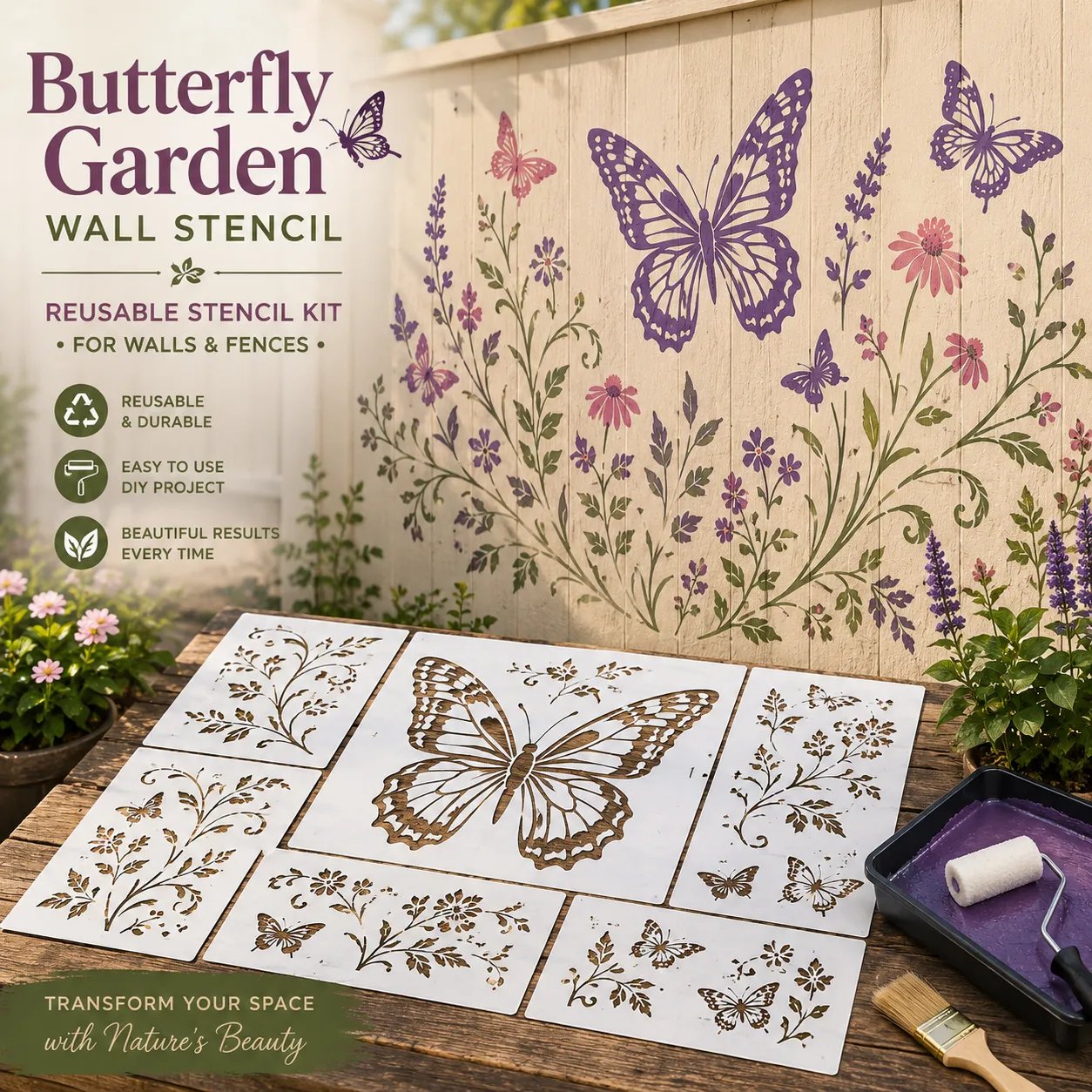 🔥Last Day 50% OFF 🌿 Garden Wall StencilTM Collection  🎨✨
