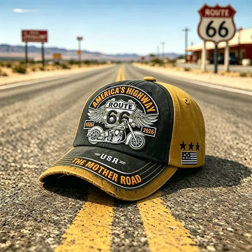 🔥 Summer Limited Deal: 50% OFF 🔥🏍️Retro US Route 66 100th Anniversary Art Printed Casual Baseball Cap