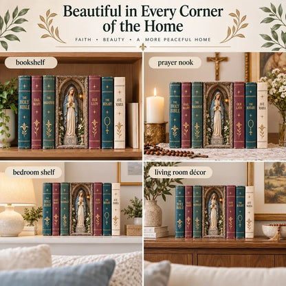 🙏 Virgin Mary Lighted Book Nook – Sacred Chapel Bookshelf Decor