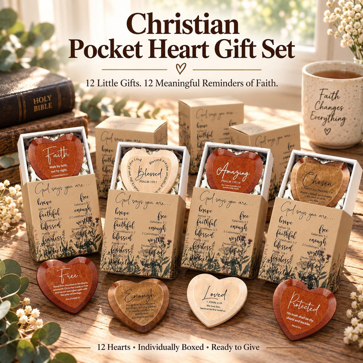 Only $14.99 Last Day Promotion!🎁 - ✝️ Christian Pocket Hearts Gift Set