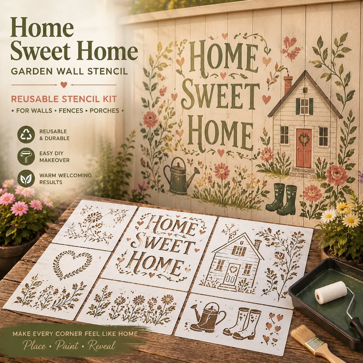🔥Last Day 50% OFF 🌿 Garden Wall StencilTM Collection  🎨✨