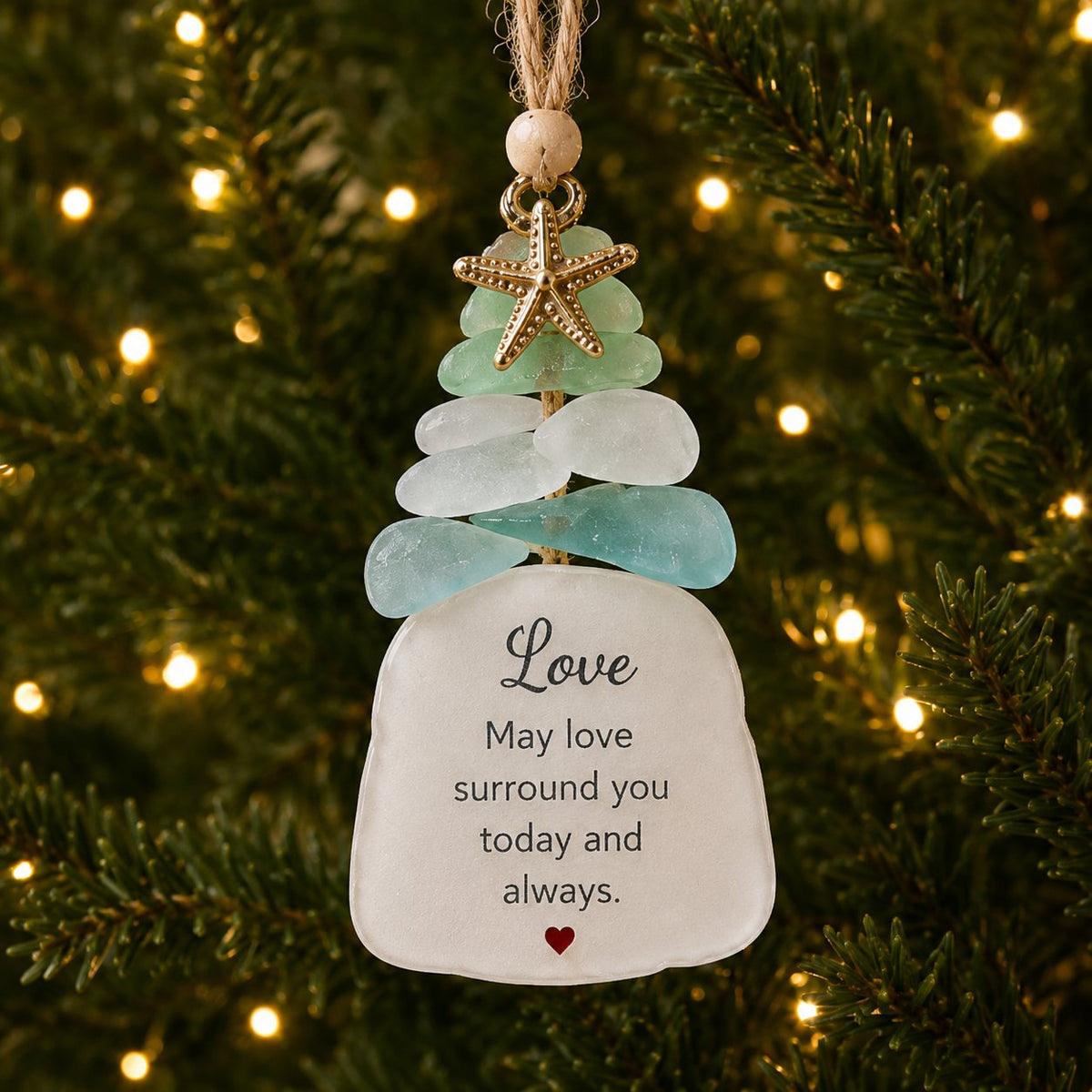 🔥LAST DAY 50% OFF - 🌊Ocean Blessings™ Sea Glass Christmas Ornaments – Peace, Love, Joy, Faith, Family, Friends & Hope