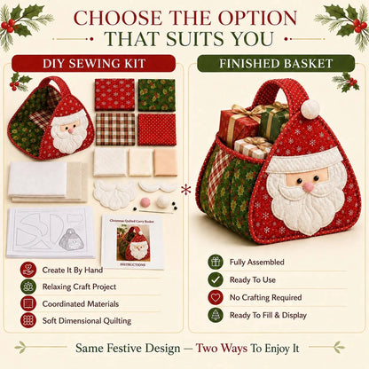 ⏳ 49 % RABATT – 🎄 Weihnachtlicher Figuren-Tragekorb | Gepolsterte Patchwork-Stoffe, mehrschichtige Applikationen & weicher Tragegriff – als DIY-Bausatz oder fertig genäht erhältlich 🎁✨