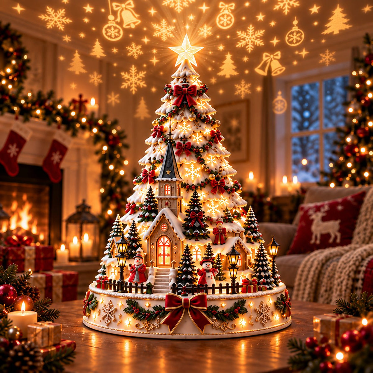 🎄 Christmas Village Projection Light | 4 Festive Village Scenes | Magical Holiday Tabetop lDécor ✨