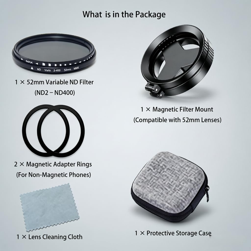 🏆Hot Sale⚡52mm Magnetic ND2–ND400 Filter for iPhone