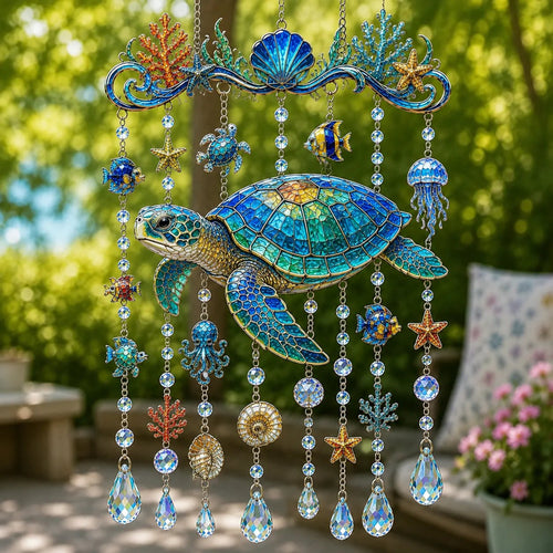 🐋 🌊Ocean-Themed Crystal Wind Chime – Bring the Ocean Glow to Your Garden