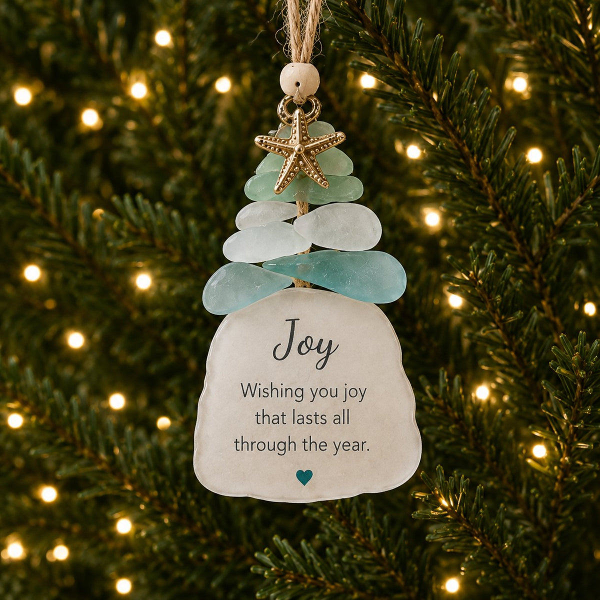 🔥LAST DAY 50% OFF - 🌊Ocean Blessings™ Sea Glass Christmas Ornaments – Peace, Love, Joy, Faith, Family, Friends & Hope