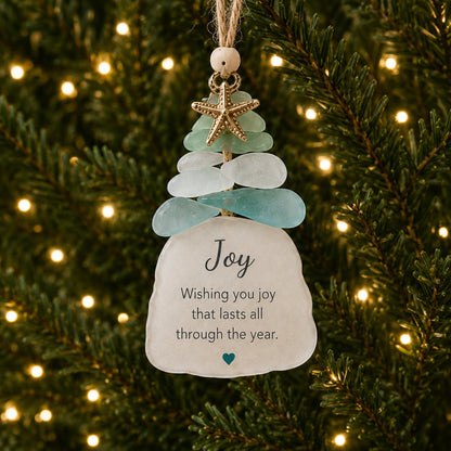 🔥LAST DAY 50% OFF - 🌊Ocean Blessings™ Sea Glass Christmas Ornaments – Peace, Love, Joy, Faith, Family, Friends & Hope