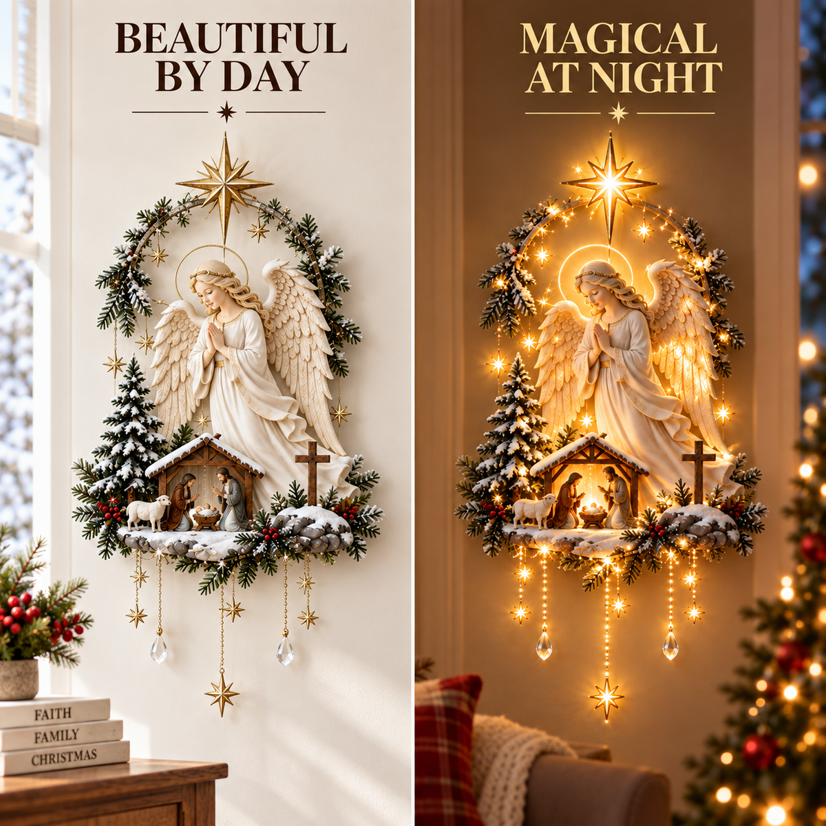 ✨Last Day 49% OFF✨Angel Over Bethlehem™ – Lighted Nativity Wall Decor