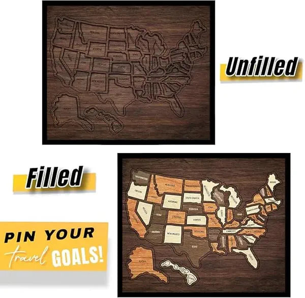 🔥Limited Time 51% off – USA Wooden Travel Map Puzzle for Adventure Lovers