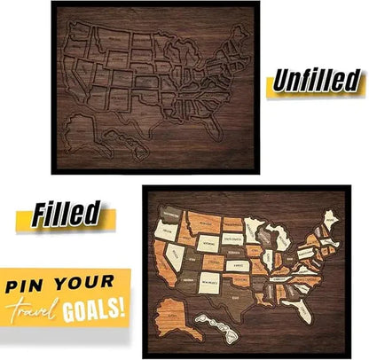 🔥Limited Time 51% off – USA Wooden Travel Map Puzzle for Adventure Lovers