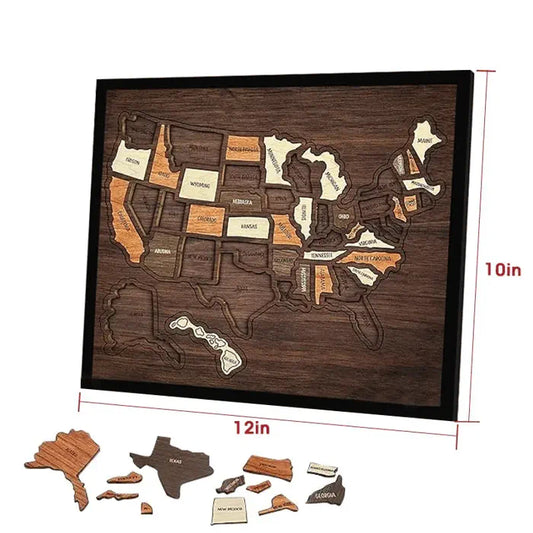 🔥Limited Time 50% off – USA Wooden Travel Map Puzzle for Adventure Lovers