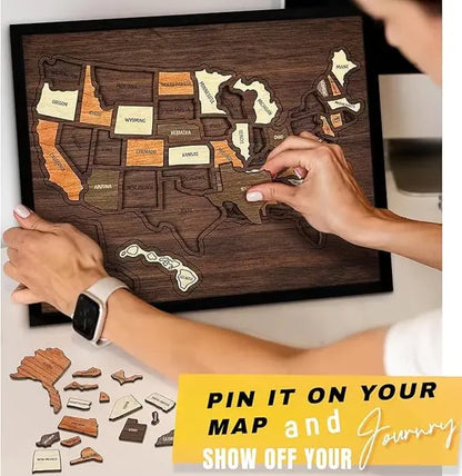 🔥Limited Time 51% off – USA Wooden Travel Map Puzzle for Adventure Lovers