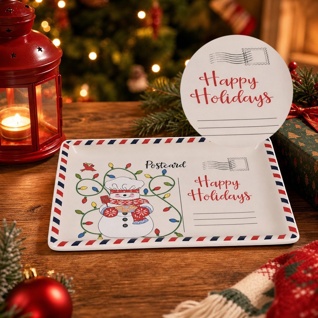 🎄 LAST DAY 49% OFF🍪 Vintage Christmas Postcard Platter🎅🎁