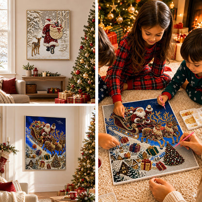 Christmas Reindeer Diamond Painting Art Kit – Festive DIY Crystal Art Set For Adults & Children Xmas Craft Decor