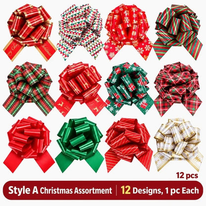 🎀Christmas Decorative Pull Bows--One Pull to a Full Bow, Festive Finishing Touch for Gifts🎁