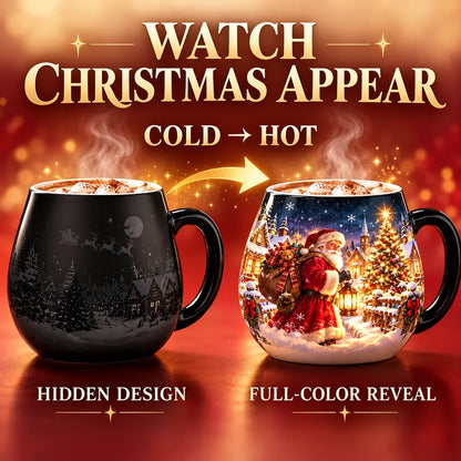 ⏳ Last Day 49% OFF – 🎄Christmas Magic Heat-Reveal Mug | 350 mL Color-Changing Santa Village Cup ☕
