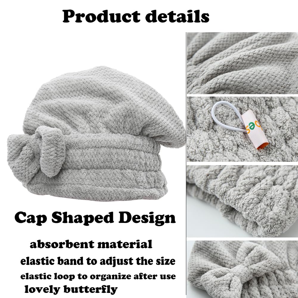 🎀Cute bow drying cap for women, absorbent quick-drying, thickened