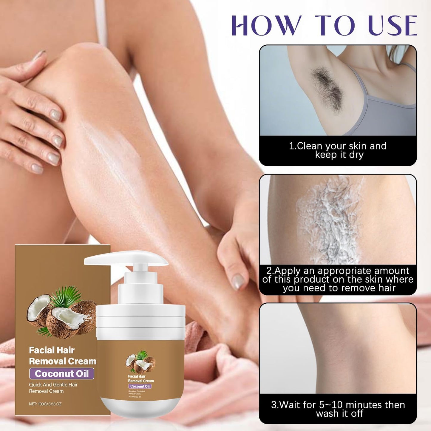 🔥Coconut Facial Hair Removal Cream