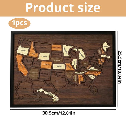 🔥Limited Time 51% off – USA Wooden Travel Map Puzzle for Adventure Lovers