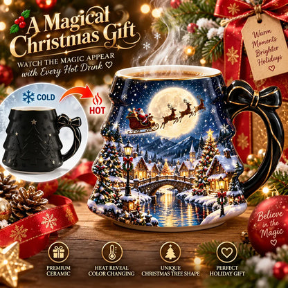 ⏳ Last Day 49% OFF – 🎄Christmas Magic Heat-Reveal Mug | 350 mL Color-Changing Santa Village Cup ☕