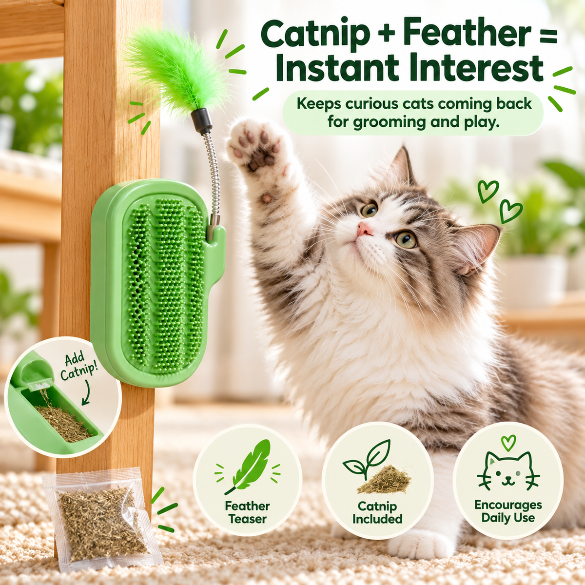 🐱 49% OFF😻 Self-Grooming Cat Massage Brush-Cactus Cat Groomer🍀