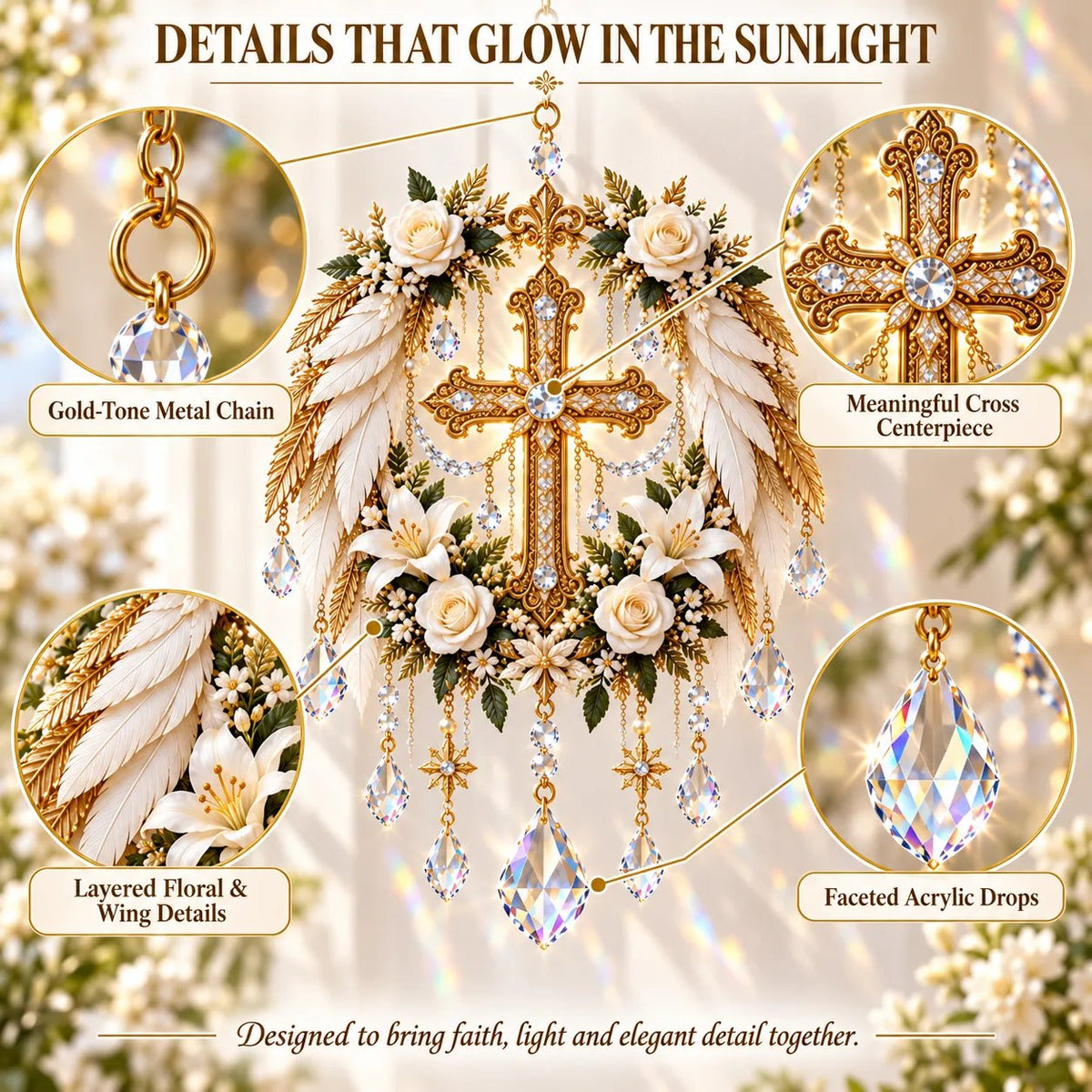 🔥HOT SALE🔥✝️ Christian Crystal Suncatcher | 5 Faith-Inspired Window Designs with Cascading Rainbow Crystals ✨