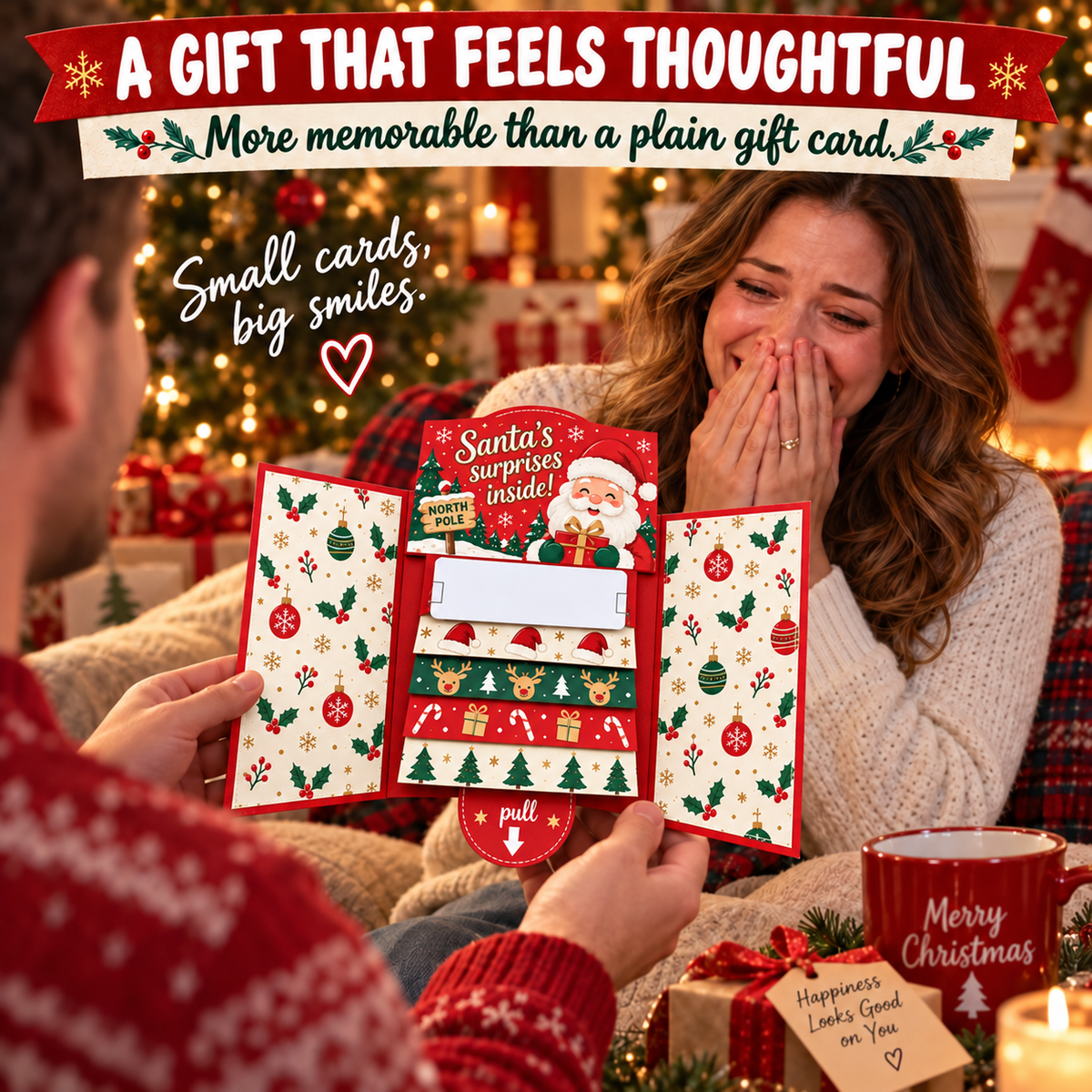 2026 New🎅🎁 Waterfall Christmas Gift Card Booklet 💳🍀