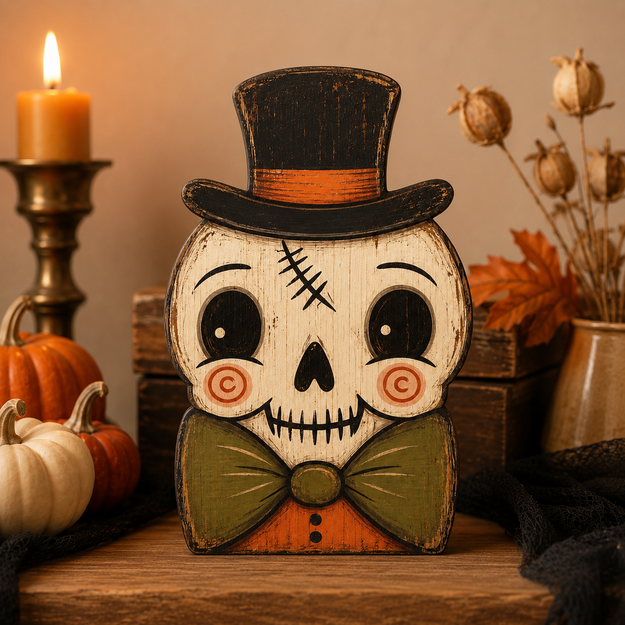 🎃Vintage Halloween Wooden Character Tabletop Decor