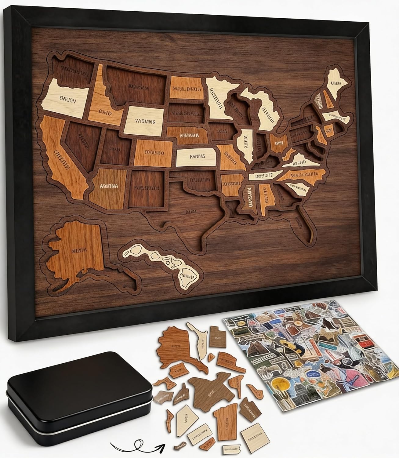 🔥Limited Time 51% off – USA Wooden Travel Map Puzzle for Adventure Lovers