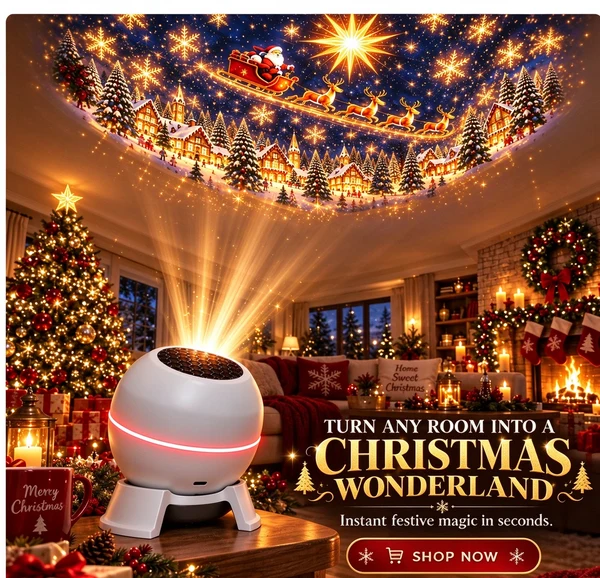 ⏳ Last day to save 49% –🎄🎅 Christmas Magic Projection Light – Bring Holiday Scenes to Life