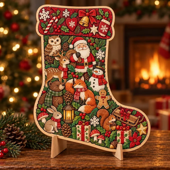 🎄 ✨ Intricate Christmas Keepsake Wooden Puzzle Ornaments – Artistic Festive Tabletop Décor