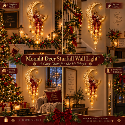 🌙 Moonlit Deer Starfall™ – Magical Christmas Wall Light