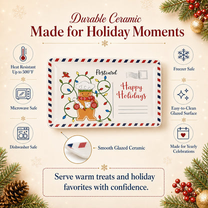 🎄 LAST DAY 49% OFF🍪 Vintage Christmas Postcard Platter🎅🎁