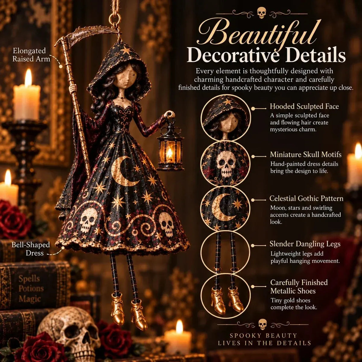 ⏳ Last Day 49% OFF – 🖤 Midnight Ladies™ Gothic Halloween Hanging Decor | 3 Spooky Character Styles for Porches, Entryways & Indoor Displays 🎃