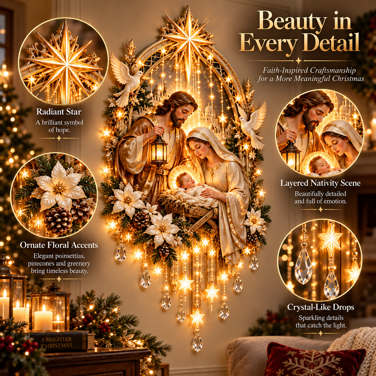 ✨✝️Light From Heaven™ Nativity Starfall Wall Light
