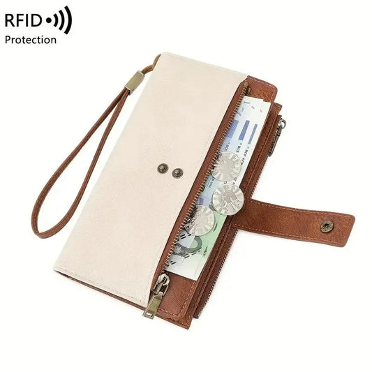 🔥Women's long wallet, stylish clutch, elegant solid color RFID blocking wallet