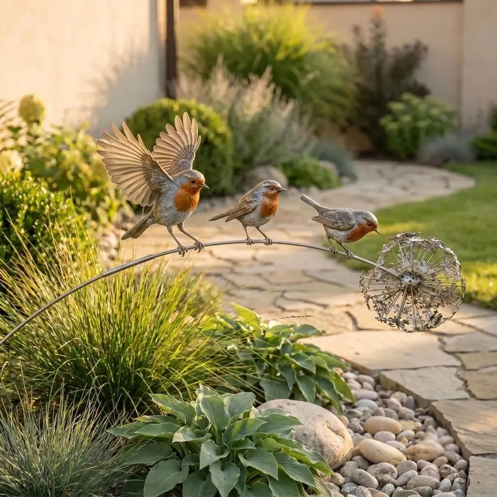 🕊️❤️ Robin Memorial Garden Stake – “Loved Ones Are Near”