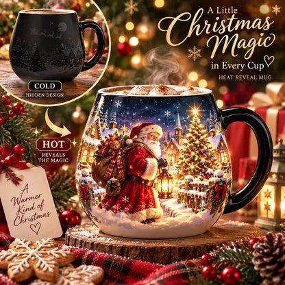 ⏳ Last Day 49% OFF – 🎄Christmas Magic Heat-Reveal Mug | 350 mL Color-Changing Santa Village Cup ☕