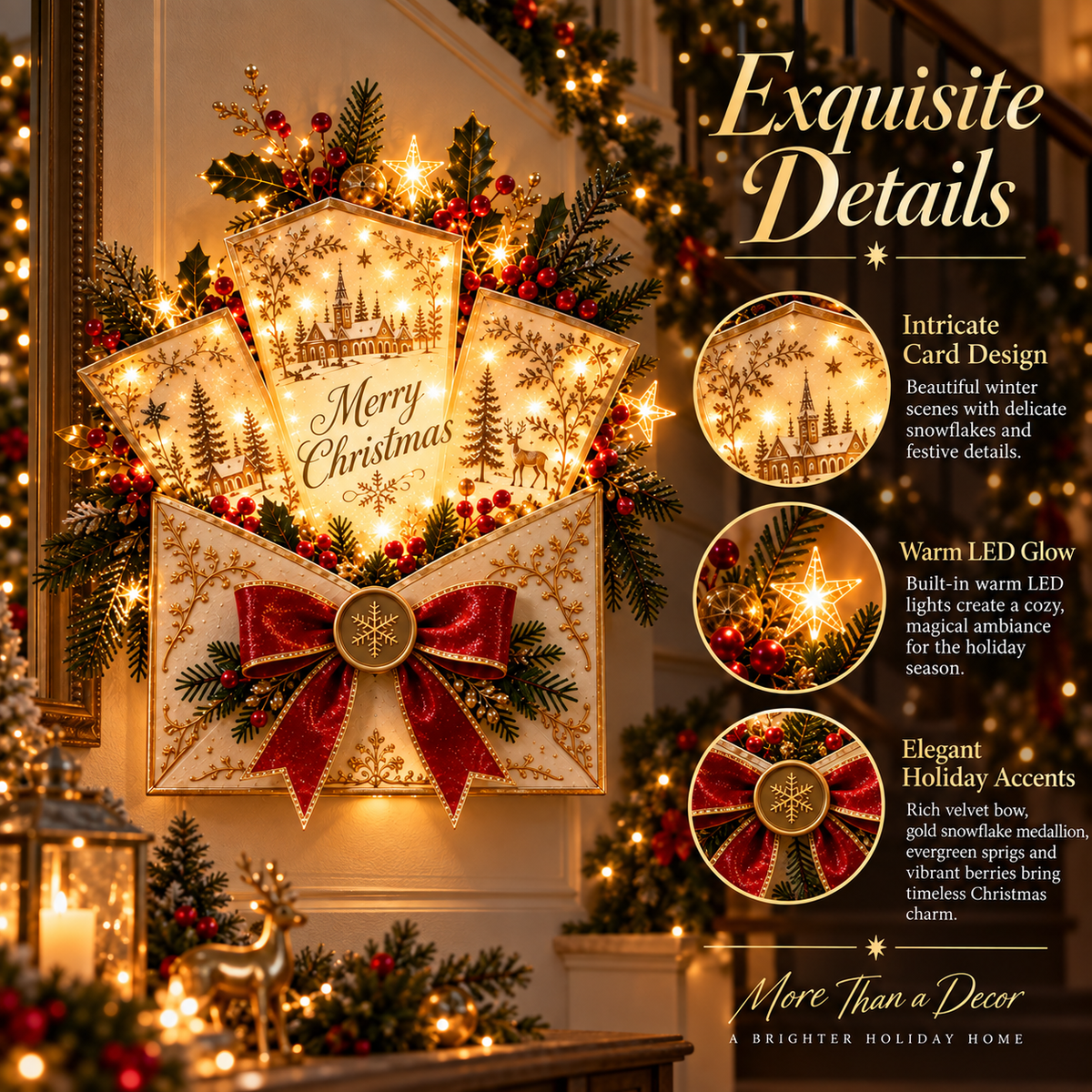 🎄 Christmas Wishes™ DIY Lighted Envelope Wall Decor ✨