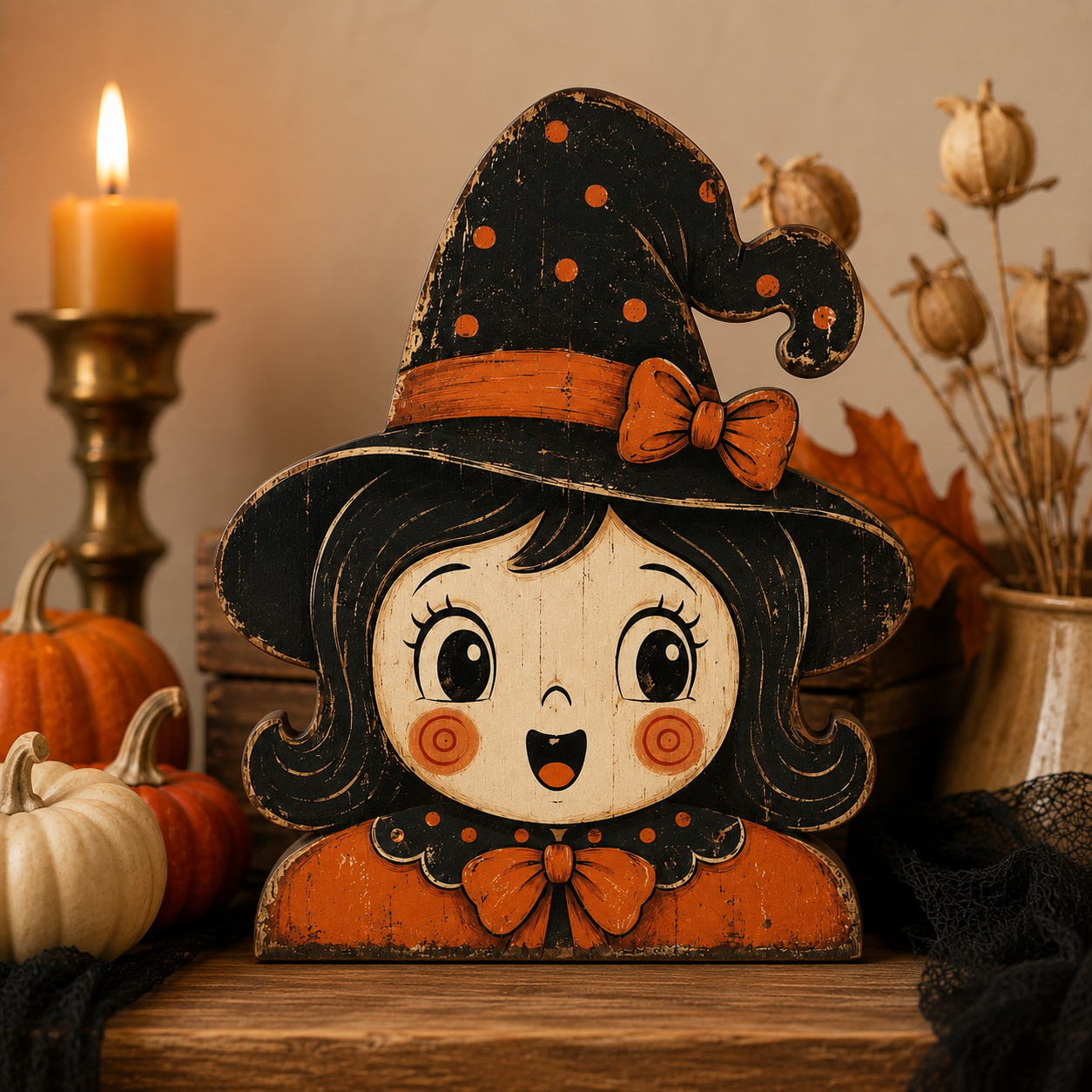 🎃Vintage Halloween Wooden Character Tabletop Decor