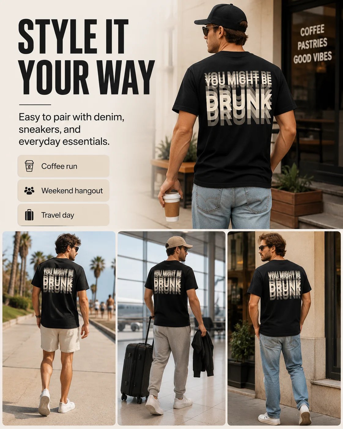😵🍻 You Might Be Drunk Tee – 100% Cotton Unisex T-Shirt with Premium Layered Water-Based Print🔥