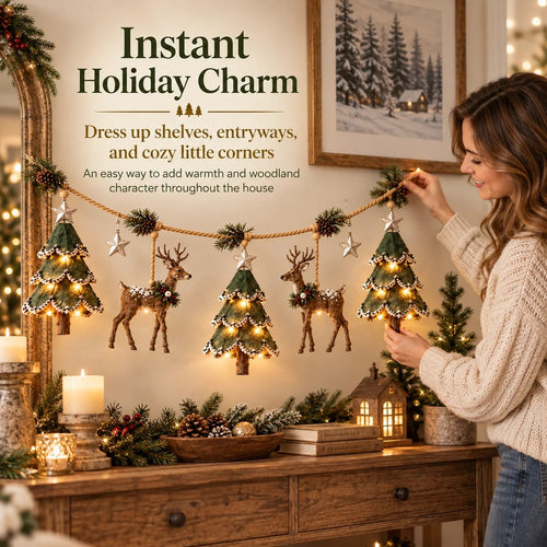 ⏰ LAST DAY 49% OFF - 🦌 Lighted Woodland Christmas Garland