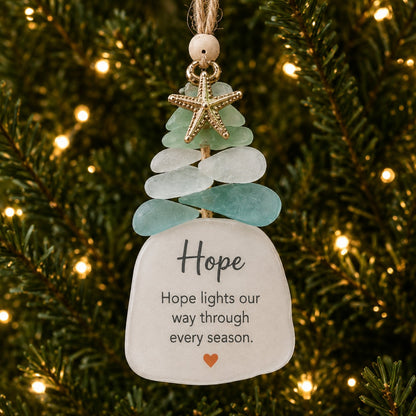 🔥LAST DAY 50% OFF - 🌊Ocean Blessings™ Sea Glass Christmas Ornaments – Peace, Love, Joy, Faith, Family, Friends & Hope