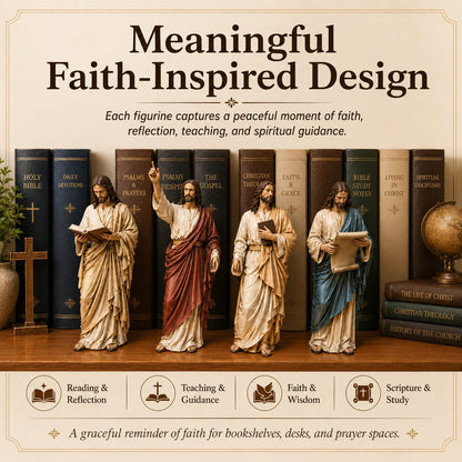 ✝️Jesus Figurine Bookshelf Decor Set🙏Sacred Companions for Your Daily Walk of Faith📚