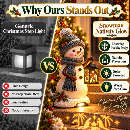 ⛄✨ Last Day 49% Snowman Nativity Glow™ – Solar Christmas Step Light with Holy Family Projection