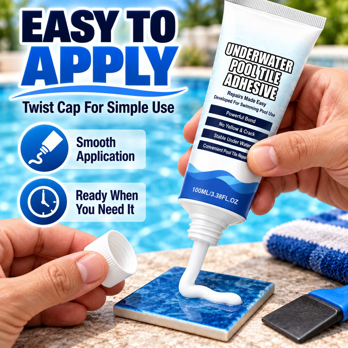 🏊💧 Underwater Pool Tile Repair Adhesive – Fix Loose Pool Tiles Easily🔧🍀