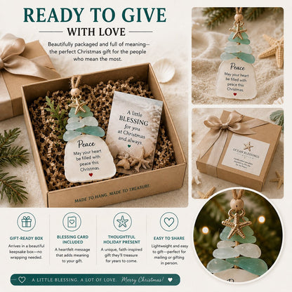 🔥LAST DAY 50% OFF - 🌊Ocean Blessings™ Sea Glass Christmas Ornaments – Peace, Love, Joy, Faith, Family, Friends & Hope