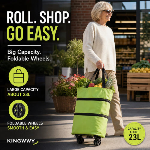 🛢️ 2-in-1 Foldable Shopping Cart